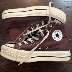 Converse High Top Sneakers - Burgundy Canvas with Cream Accents